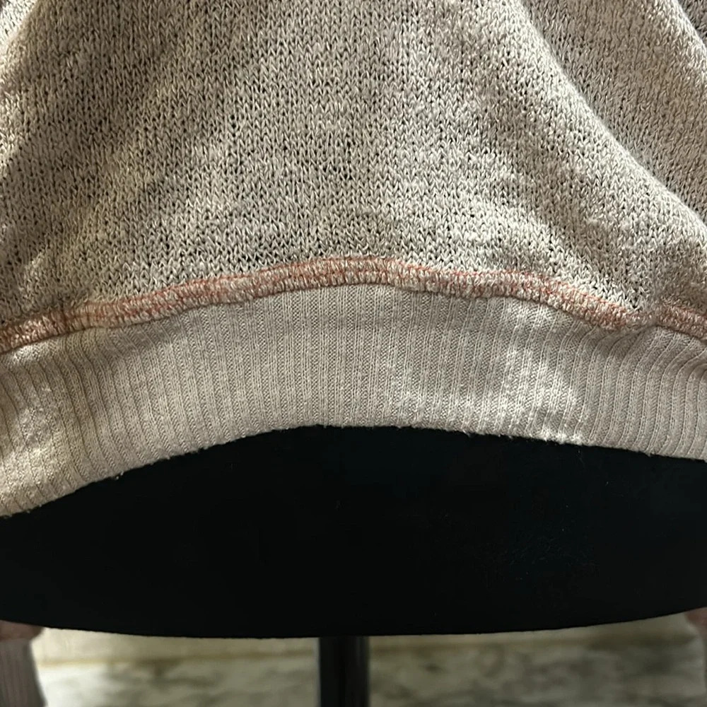 Gibson Women’s Tan w Orange Stitching LS Lightweight Chiffon Accents Top Large - Picture 8 of 11